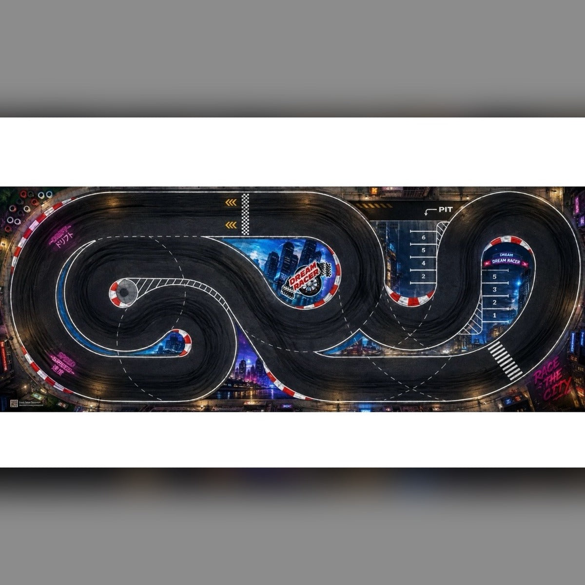 Full artwork of the Neon City Circuit drift track mat