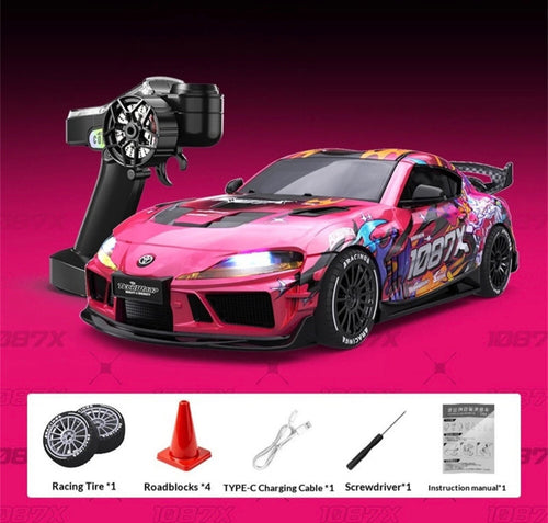 1/43 RC Drift Car — Pink 1087X with included accessories